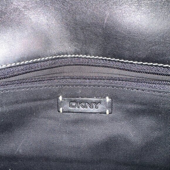 DKNY Black Nappa Leather Clutch Bag w/Brushed Nickel Hardware - Picture 10 of 12
